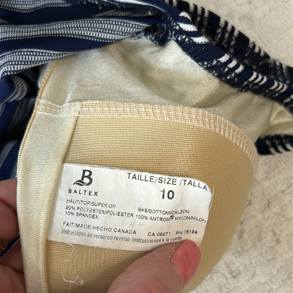 Baltex Striped Black and White Striped Tankini  Top‎ Size 10 - Picture 6 of 6